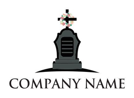 religious logo icon coffin with cross