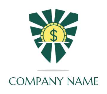 make a investment logo coin in shield with rays cryptocurrency