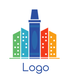 education logo colorful buildings with chalk