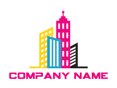 design a printing logo colorful city skyline