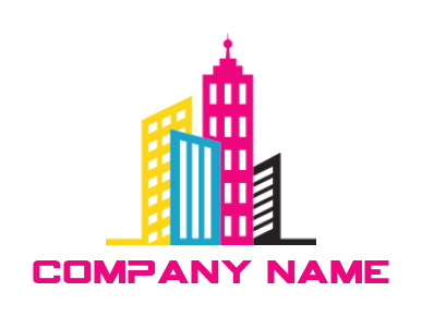 design a printing logo colorful city skyline - logodesign.net