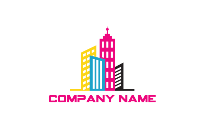 colorful city skyline logo concept
