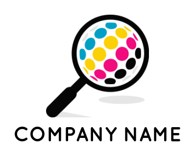 design a printing logo colorful dots inside magnifying glass - logodesign.net