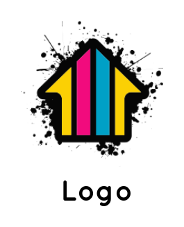 printing logo color forming arrow with splashes