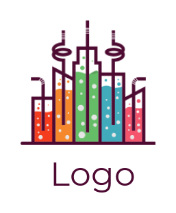 restaurant logo colorful juice cityscape straws