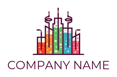 restaurant logo colorful juice cityscape straws