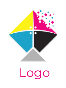 make a printing logo colorful kite with pixels