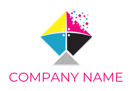 make a printing logo colorful kite with pixels