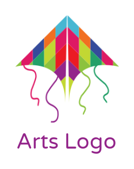 make an arts logo of colorful kite with strings
