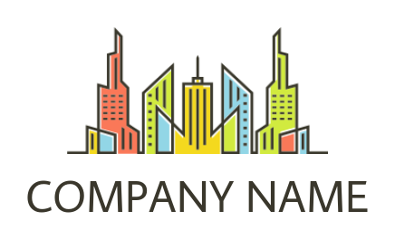real estate logo colorful line art buildings