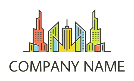 real estate logo colorful line art buildings