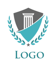 generate a law firm logo column in shield with laurel wreath 