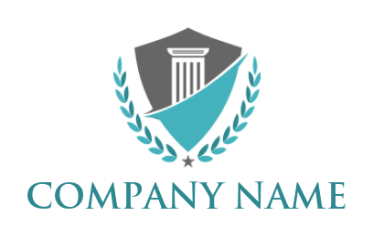generate a law firm logo column in shield with laurel wreath 