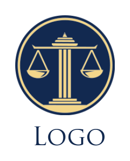 make a law firm logo column merged with scale inside circle 