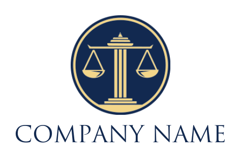 make a law firm logo column merged with scale inside circle 
