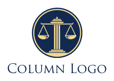 make a law firm logo column merged with scale inside circle