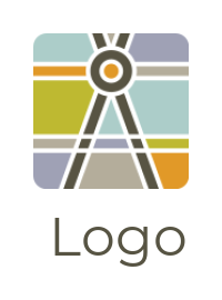 make a construction logo compass in retro square