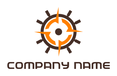 make a travel logo with compass in ship wheel 