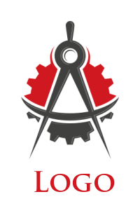 create an engineering logo of compass with gear