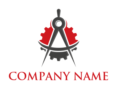 create an engineering logo of compass with gear