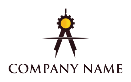 engineering logo online compass with gear - logodesign.net