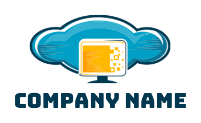 make an IT logo online computer monitor in cloud