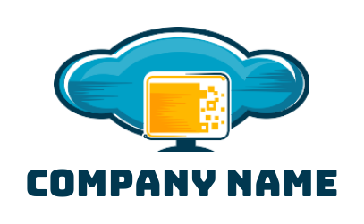 IT logo online computer monitor in cloud - logodesign.net