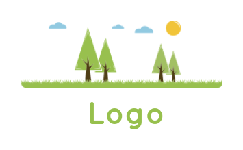landscape logo cone trees with clouds and sun