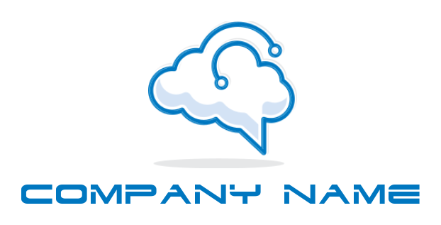communication logo symbol connecting cloud chat with tech line art