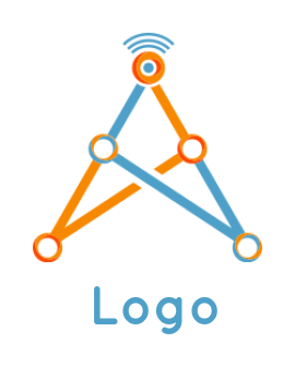 create an IT logo connecting dots forming signal tower 