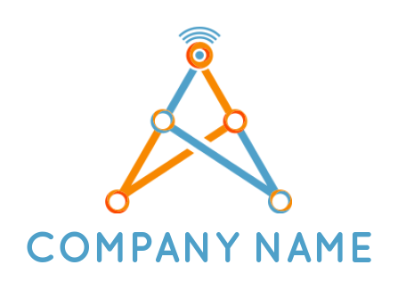 create an IT logo connecting dots forming signal tower 
