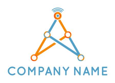 create an IT logo connecting dots forming signal tower 