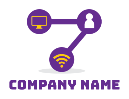 create an internet logo connecting dots with monitor and WiFi 