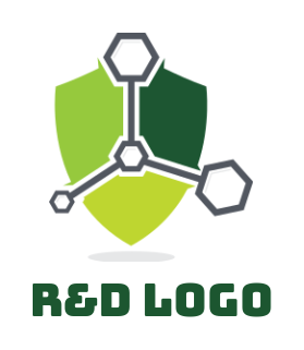 design a medical logo connecting molecule in front of shield - logodesign.net