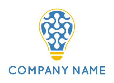 make an advertising logo connecting molecules inside a bulb 