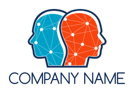 IT logo maker connecting wires in human heads