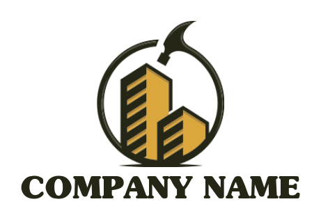 construction logo abstract buildings with hammer