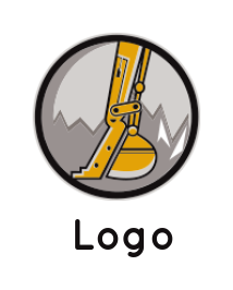 construction logo excavator in circle mountains