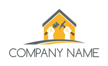 home improvement logo hands holding tools