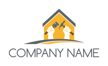 home improvement logo hands holding tools