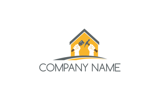 home improvement logo hands holding tools | Logo Template by LogoDesign.Net