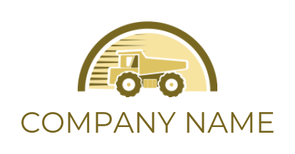 make a construction logo construction truck in half shade semi circle