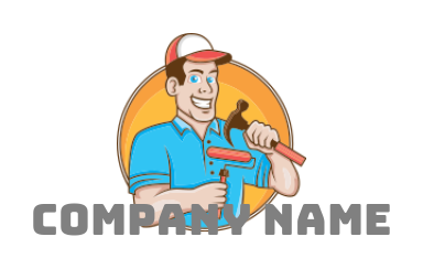 construction worker with hammer and paint brush 