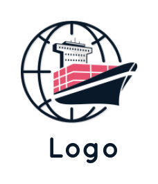 make a logistics logo container ship in globe - logodesign.net