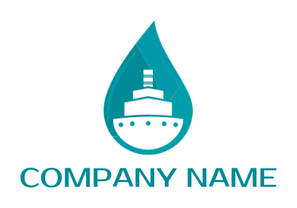 transportation logo template container ship in water drop
