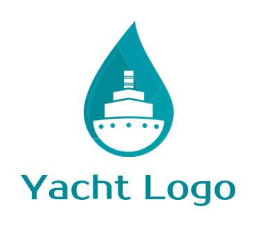 container ship in water drop logo template
