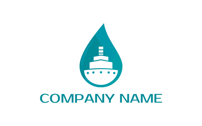 container ship in water drop template