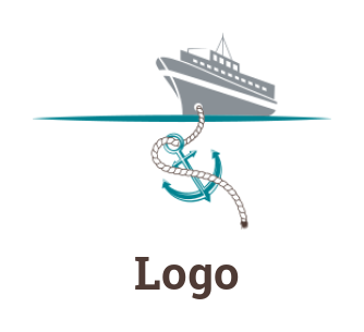 design a transportation logo container ship with anchor 