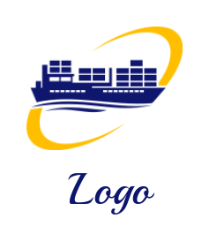 logistics logo online container ship with swoosh - logodesign.net