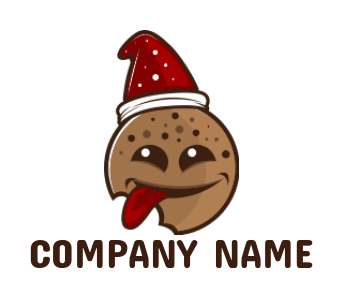 food logo cookie forming Santa Claus with tongue